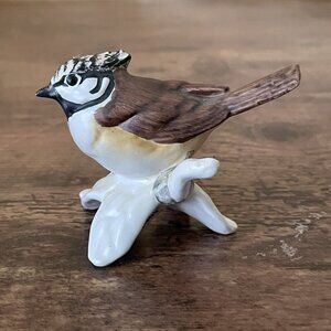 Vintage 1970s Goebel Bird Figurine Crested Tit Hand Painted Porcelain 38027